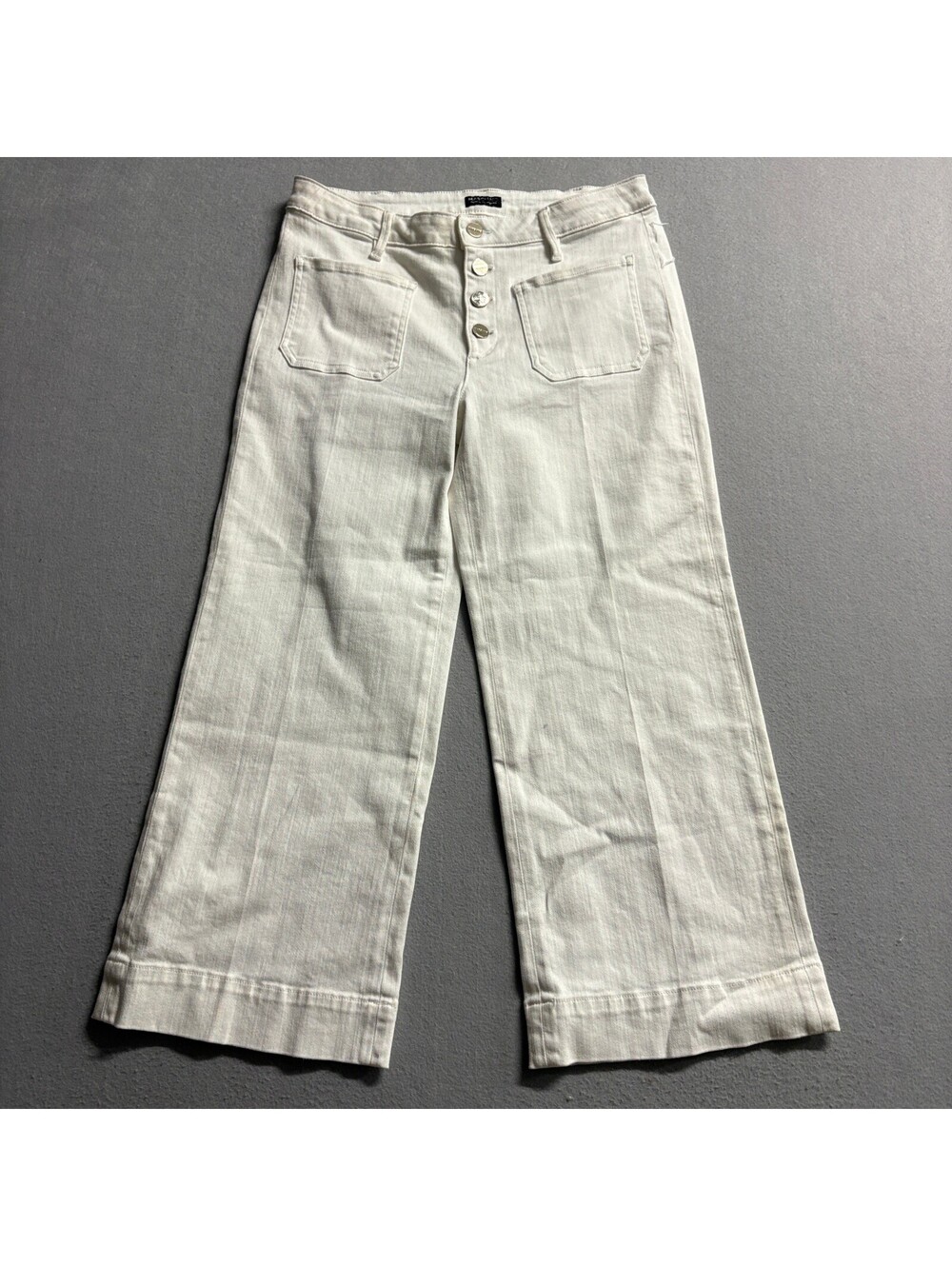 Marciano Guess Wide Leg Jeans Womens 27 Off White Button Fly High Rise Crop